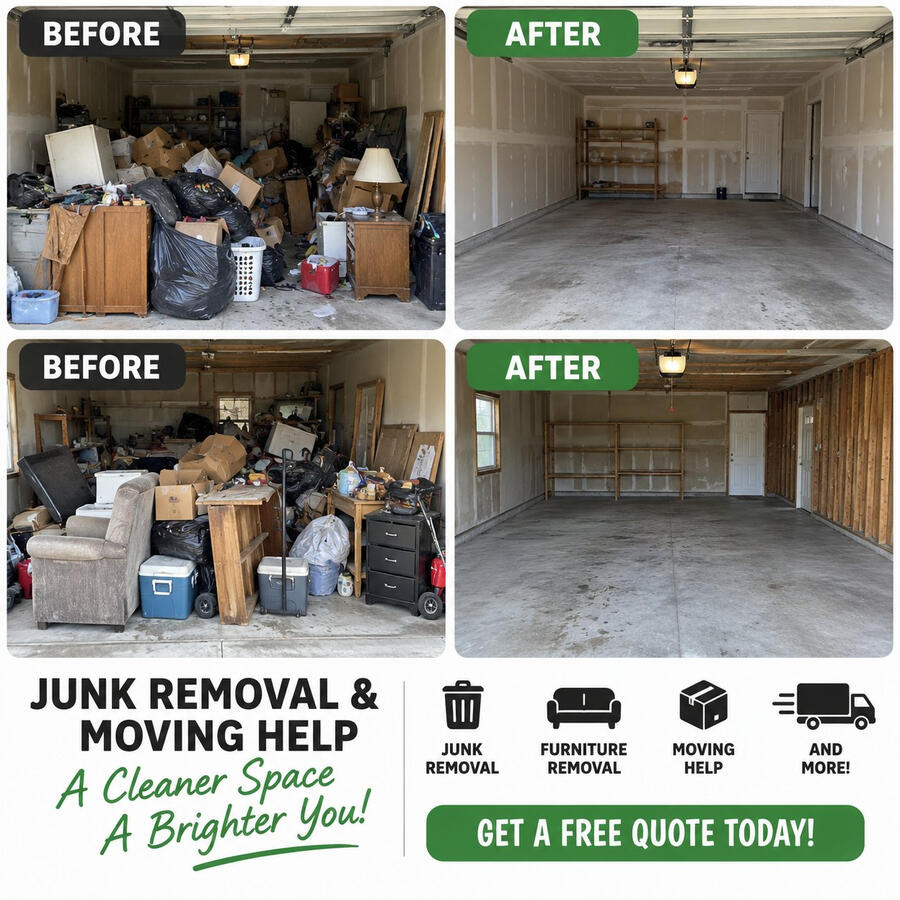 Two garage cleanouts before and after Two garage cleanouts before and after